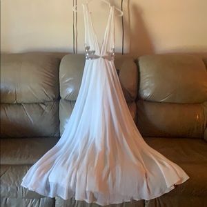 Lulus Medium White and Sequin Maxi Dress NWT